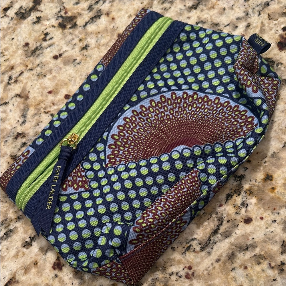 Estee Lauder Blue and Green Cosmetic Bag
